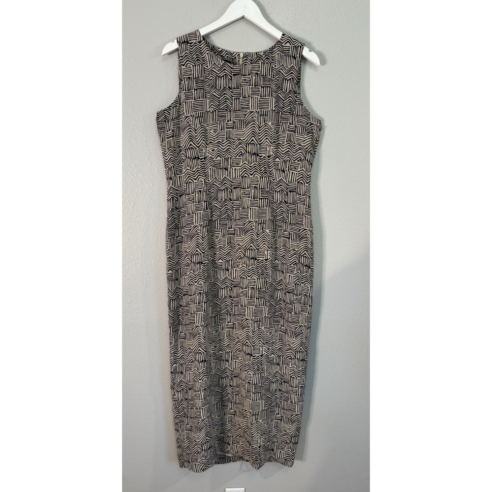 Vintage Spenser Jeremy 100% Silk Geometric Sheath Dress 90s Minimalist 12